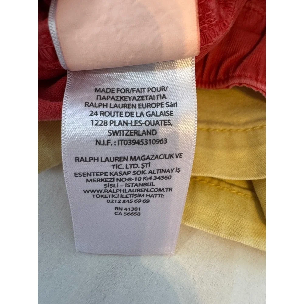 2 Polo Ralph Lauren Boys Chino Shorts Size 10 Yellow Red Solid Zip Flat Front